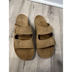 Reef Mens Ojai Sandal Two Bar Oat Tan Size 10 Suede Leather Beach Surf Slides